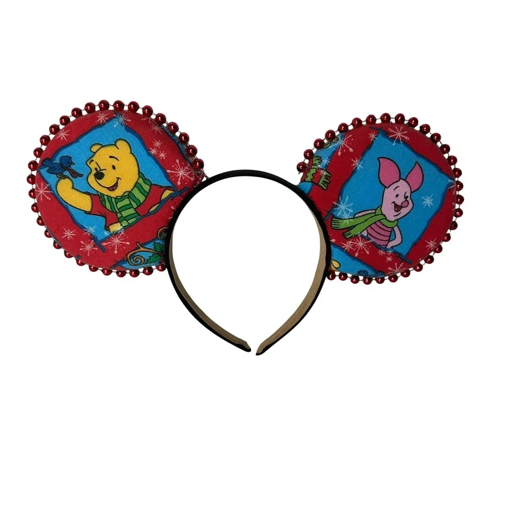 Disney Winnie the Pooh Christmas Mouse Ears Handmade Holiday Tigger Piglet Red